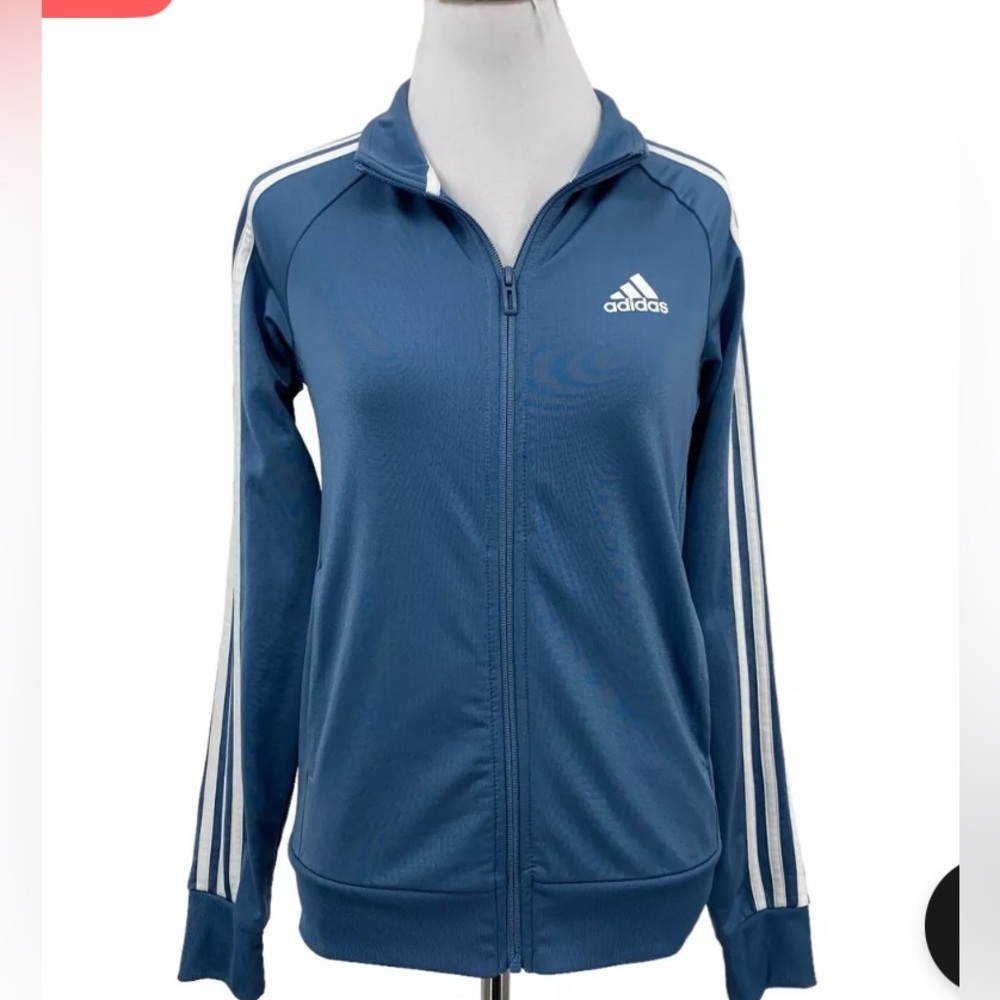 Adidas Jacket/Pants girl S 16 Blue Track Warm Up Full Zip Mock. NWOT